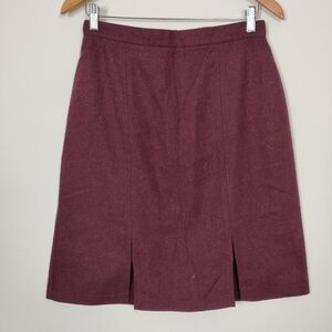 Creme Caramel Women's Burgundy Midi Skirt Size 13 / 14 Wool Business Casual